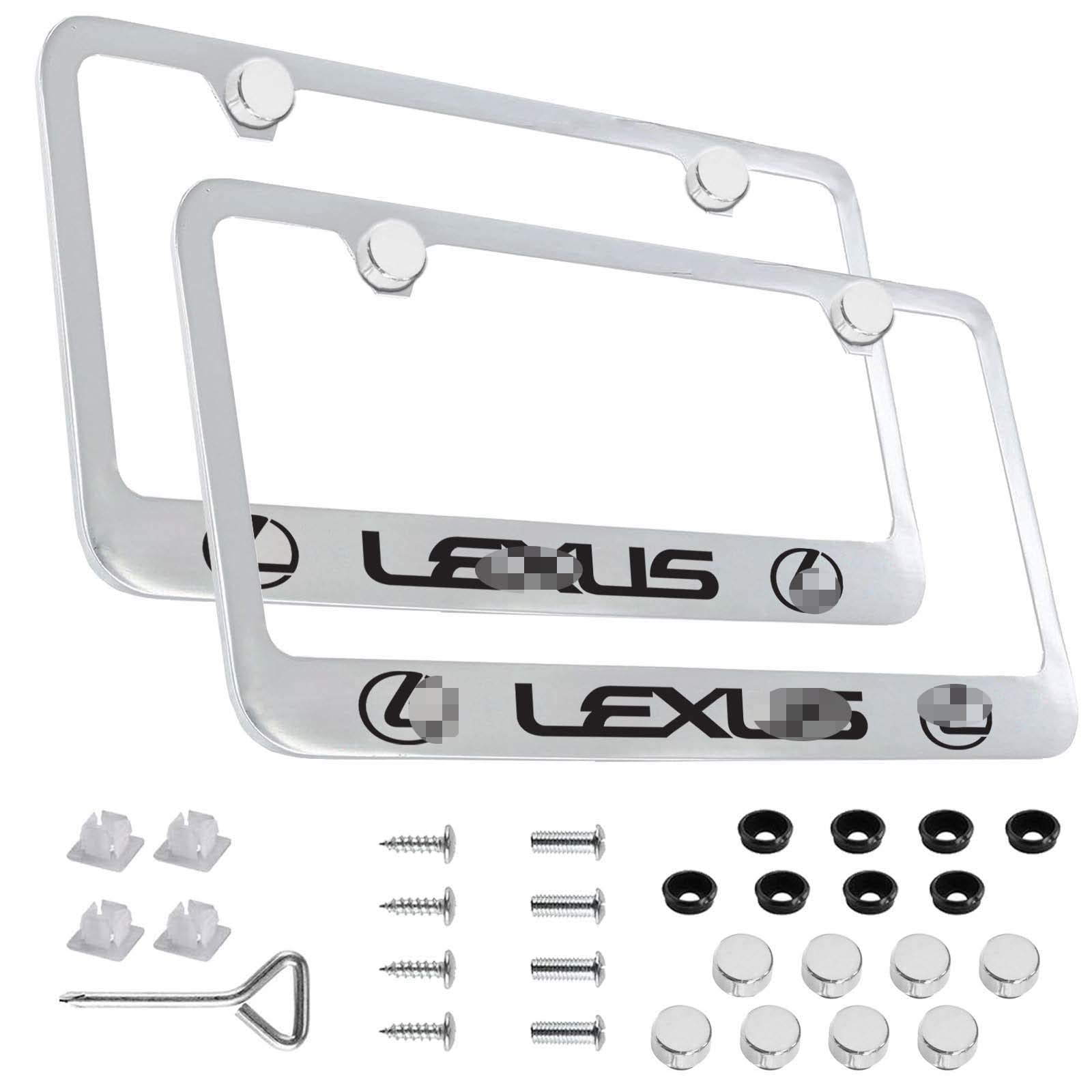 2 Pieces Aluminum Alloy Silver Fit for Lexus License Plate Frame, Applicable to Standard US License Plate Frame-L8