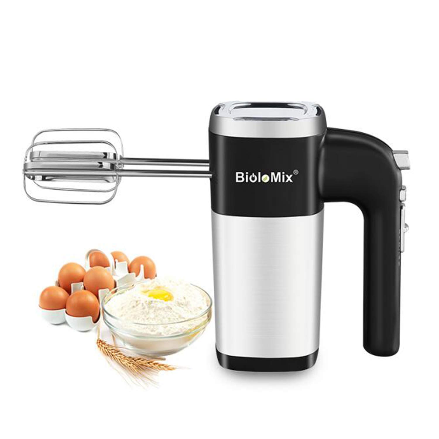 Electric Hand Mixer, with 2 Egg Beaters and Dough Hooks, for Easy Whipping, Mixing Cookies, Brownies, Cakes and Dough Batters