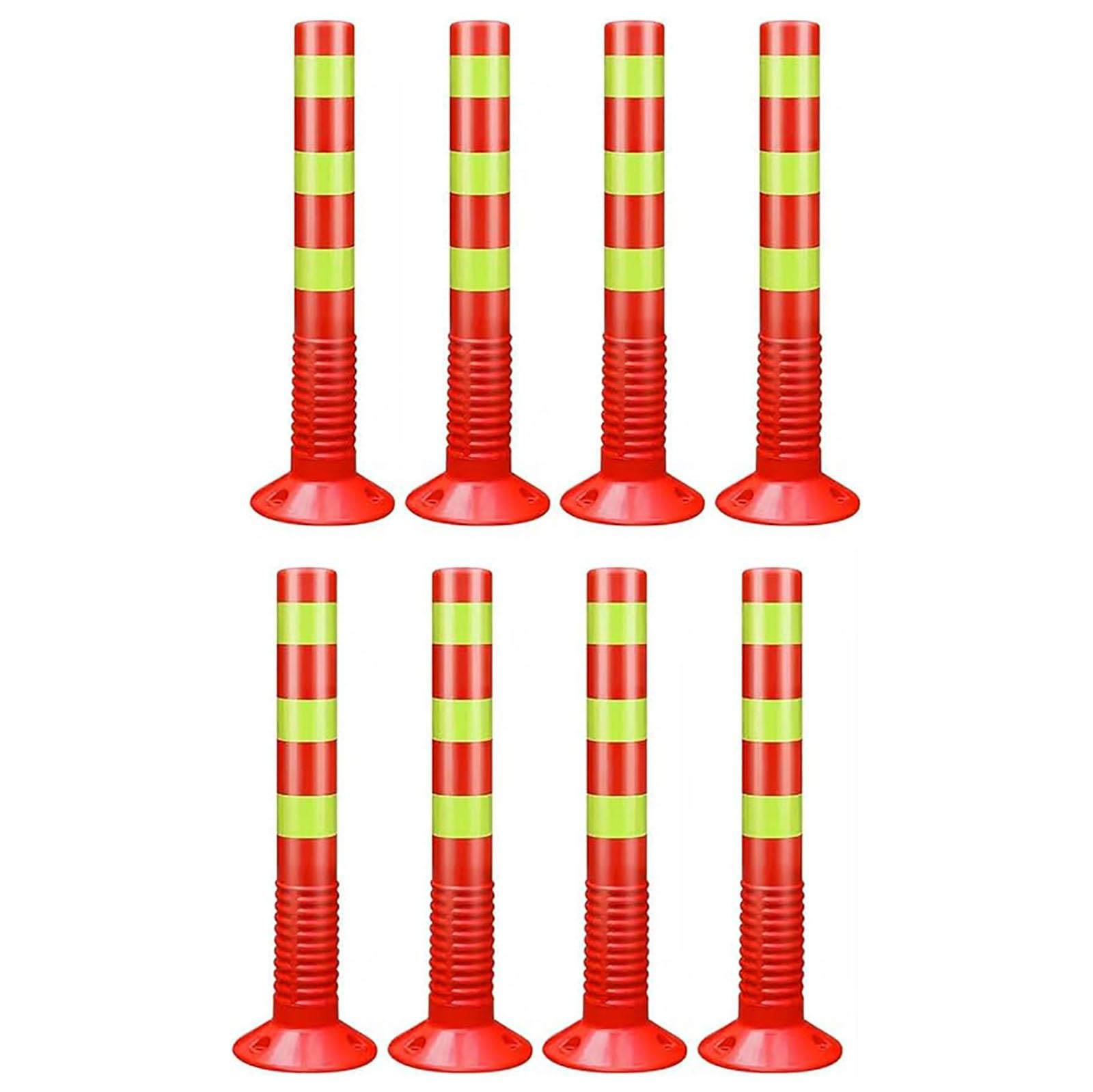 HCZKIUJY Parking Barrier Flexible Traffic Delineator Posts Safety Cones, Road Night Visual Bollard Pole (Red 8 pack)