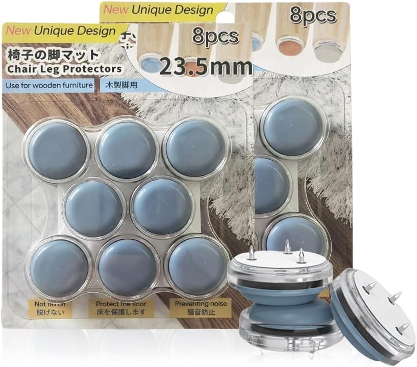 椅子脚カバー 滑るタイプ 椅子足カバー 外れない いすのあしカバー 滑りやすく 取れない 椅子脚キャップ 木製脚用 フッ素加工 3本針/両面テープ 二重固定 家具スライダー 椅子の脚 カバー 傷防止 破れない 椅子用 保護パッド 脱げない イス足カバー サイズ選び不要 (ブルー, 16個)