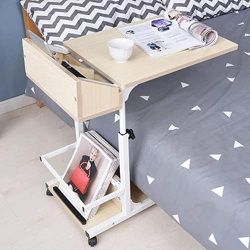 Escritorio de pie móvil, mesa de noche médica de hospital de altura ajustable, mesa auxiliar portátil para laptop, bandeja para portátilbandeja de