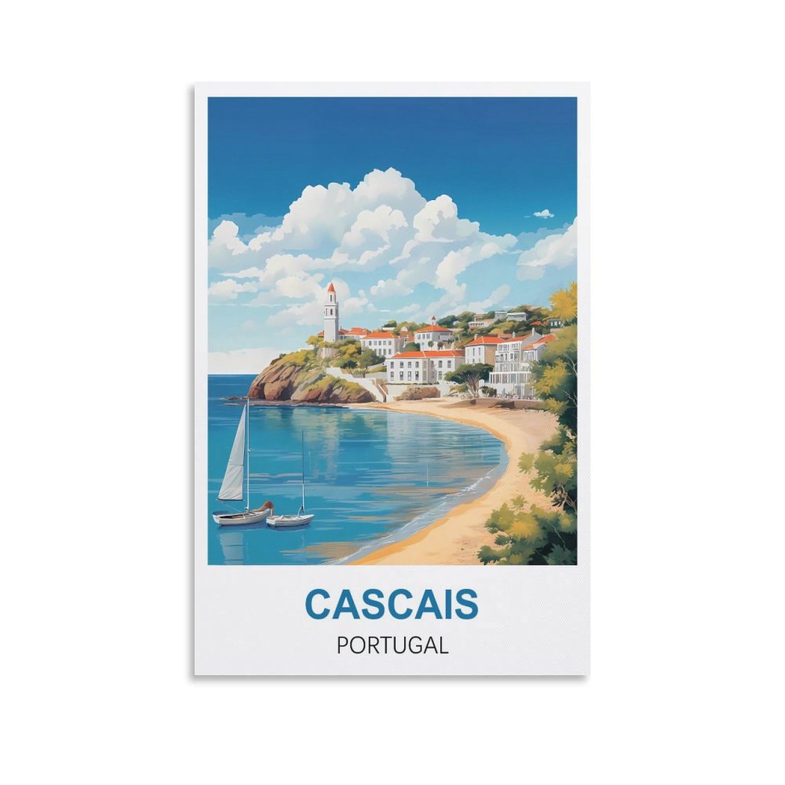 CYYHGEE Cascais Portugal Vintage Travel Poster 16x24inch(40x60cm) Canvas Poster Wall Art Living Room Home Decor
