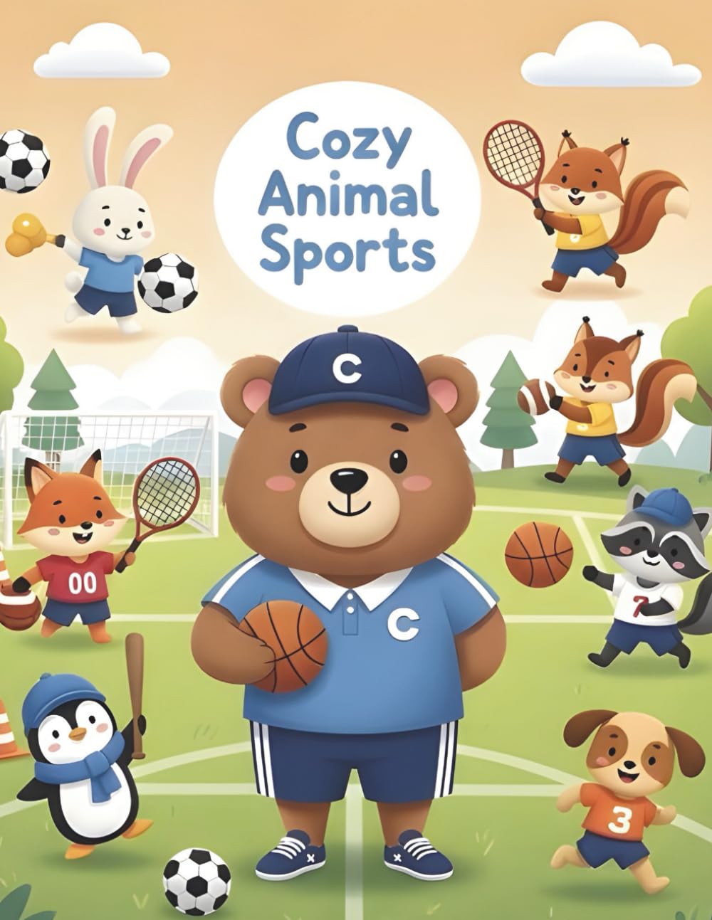 Cozy Animal Sports: 40 adorable sports scenes with Sports Coach Bear: A variety of sports: soccer, basketball, tennis, baseball, swimming, skiing, running, skating, and more