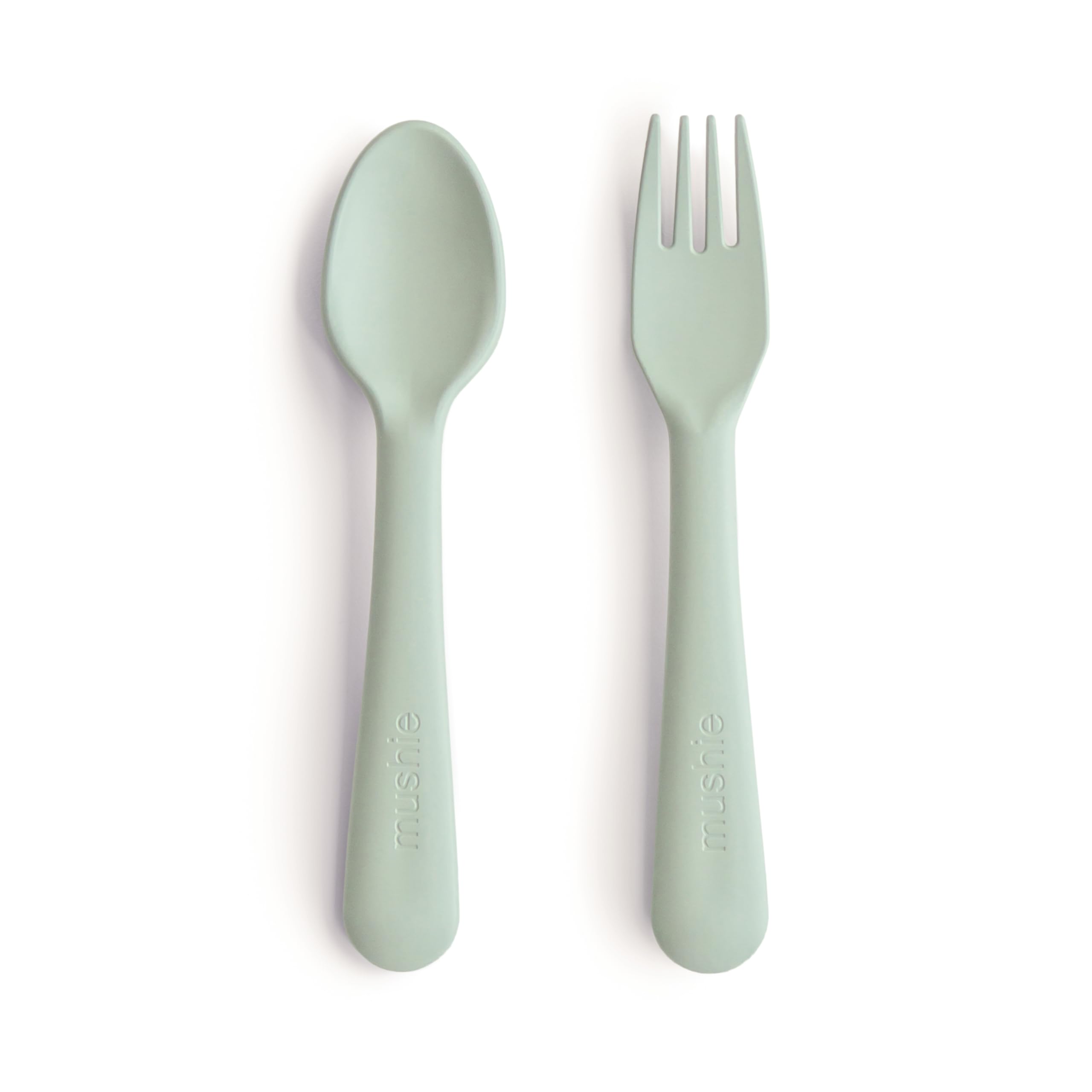 Dinnerware Fork & Spoon Set for Kids | Reusable BPA Free | Dishwasher & Microwave Safe Cutlery | Easy to Hold | Made in Denmark | (Sage)