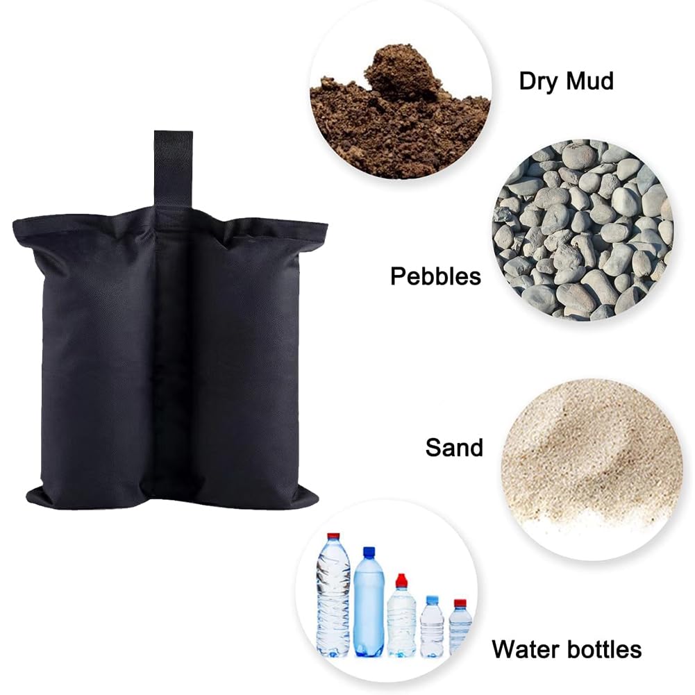 Sacs De Sable Poids,Sacs De Poids De Qualité Industrielle,Poids De Sable Gazebo,Sac De Sable De Plage en Toile Oxford,Sac De Sable Lestés Pliante,pour Tente Pop-Up,Auvent Ou Parasol,4 Pièces,Kiuiom