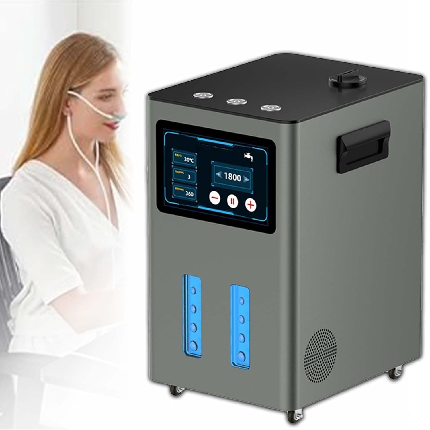 Inhalator Wodorowy, Inhalator Trójpunktowy, Zastosowanie Generatora H2 O Czystości 99,99%, Siedmiostopniowy Separacja Gazu I Cieczy Zapobiegająca Cofaniu Się Wody I Rozpylanie | Gunmetal,1500ml/min
