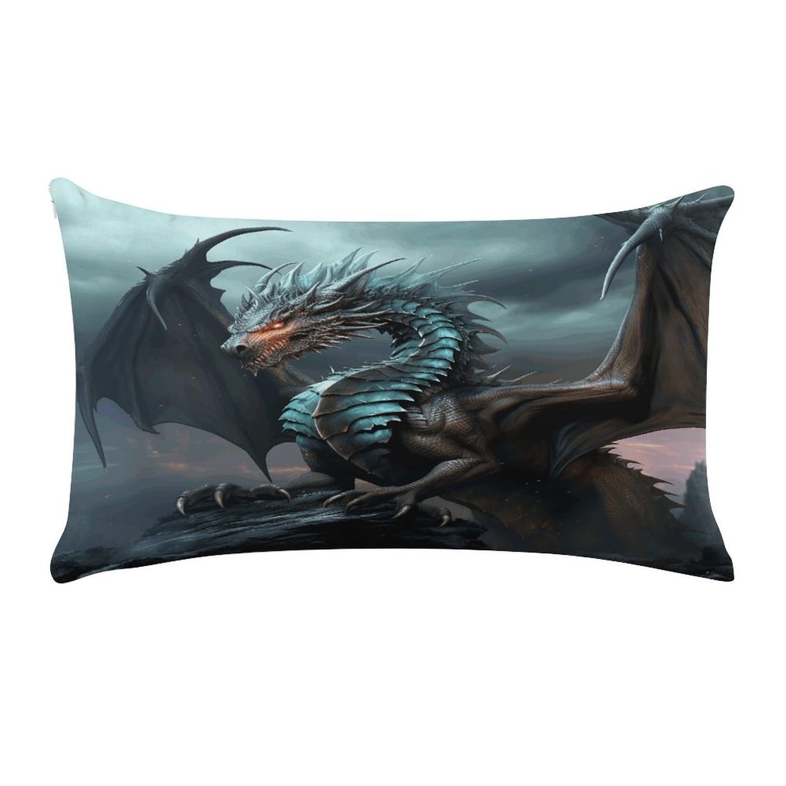 VstaDank Cool Dragon Throw Pillow Covers Rectangular Cushion Case Short Plush Pillowcase with Zipper Luxury Cozy Lumbar Pillows Shells Decorative Pillow Shams 12 X 20 Inch