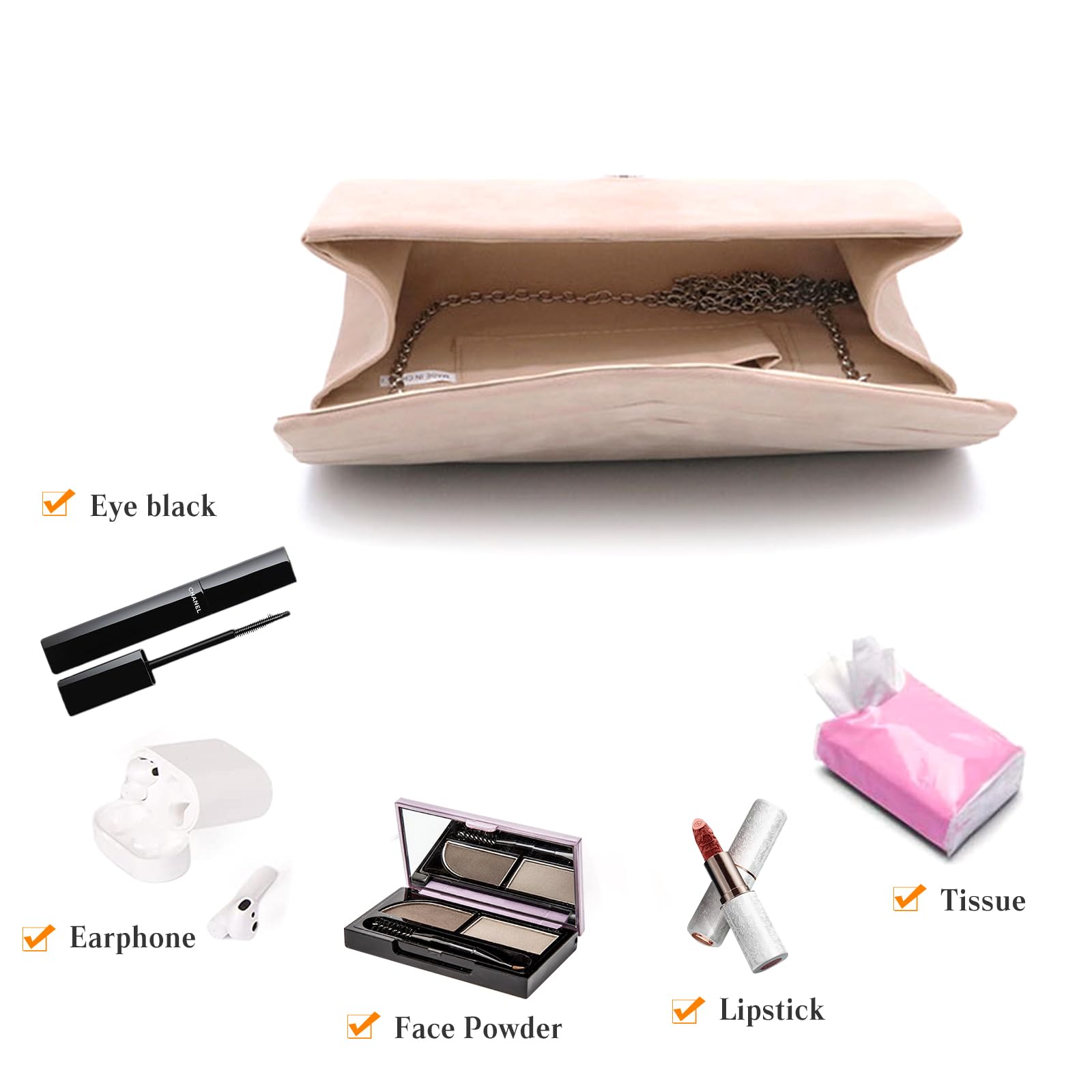 CORIOS Borsetta da Sera da Donna Velluto Clutch Pochette Piccolo con Catena Borsa Sposa Elegante Borsa a Tracolla Retro Borsa a Spalla Borse Messenger per Cocktail Festa Cerimonia Ballo Nero