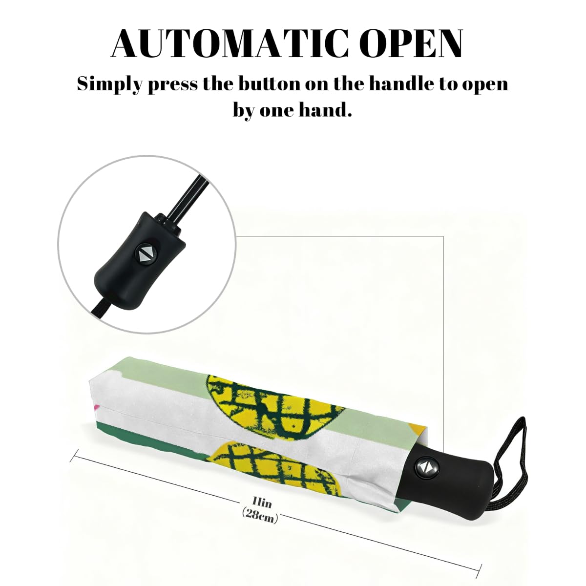 Ombrello pieghevole a pois con ananas fenicottero a righe ombrello da viaggio compatto antivento impermeabile con protezione UV rivestimento nero leggero 8 coste portatile per pioggia sole