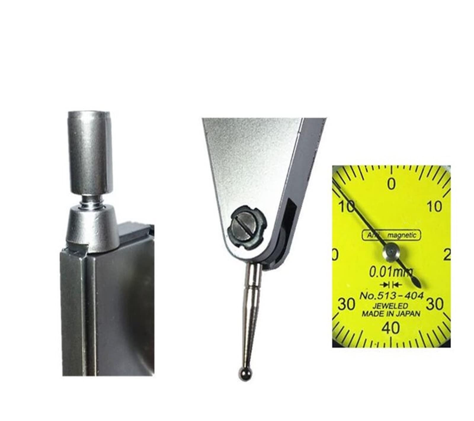Comparatore Centesimale, Indicatore a quadrante 513-404 Precisione comparatore da tavolo a leva analogica 0,01 Gamma 0-0,8 mm Diametro 40 mm 32 mm Strumento di misurazione per Falegnameria, Officine,
