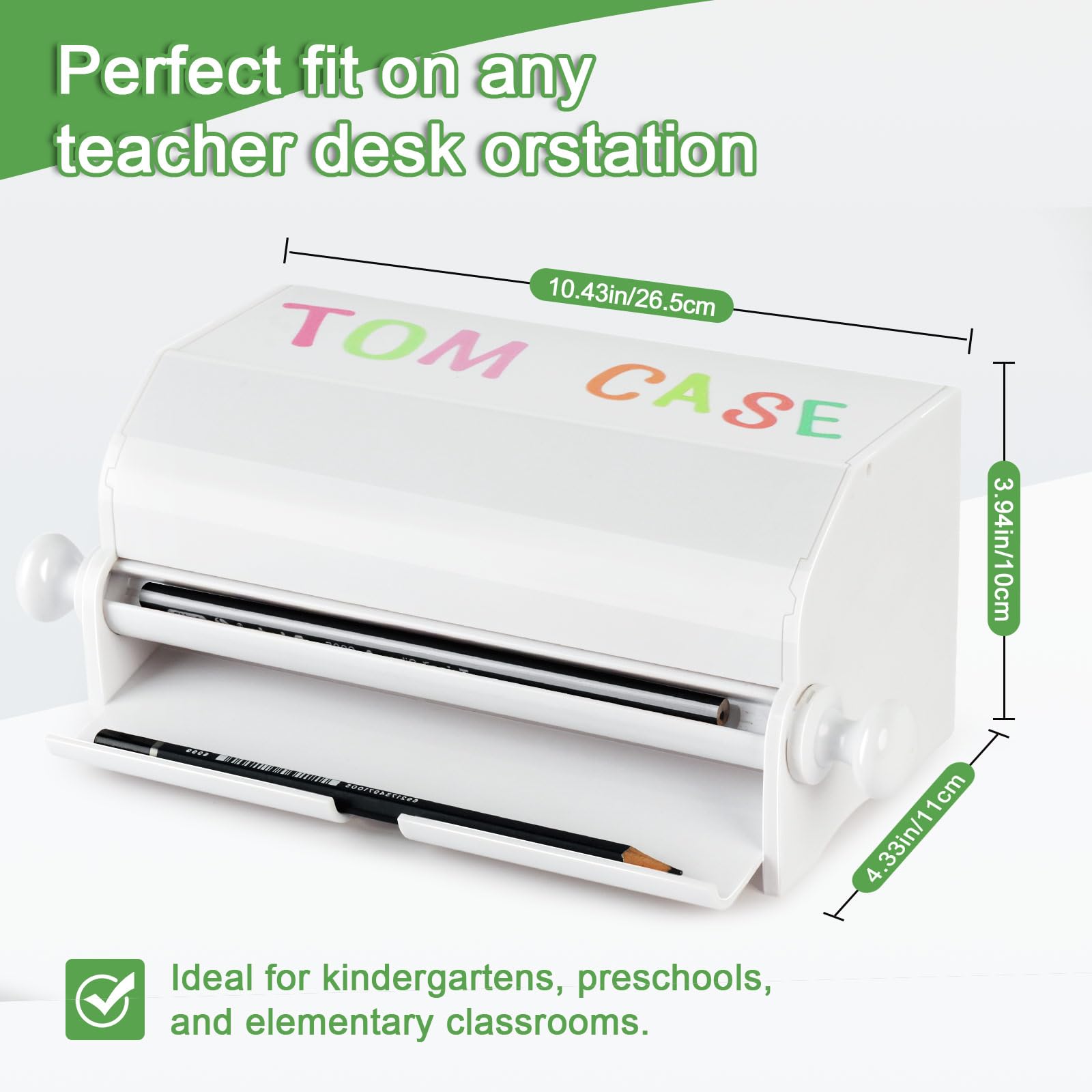 Dispensador de lápices para aula con 4 hojas de calcomanías, soporte acrílico para lápices para escritorio, caja de almacenamiento para lápices para uso en la oficina o regalo para profesores