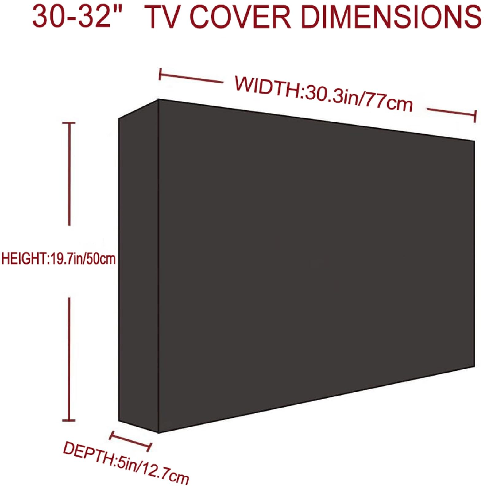 Housse de Protection d'extérieur pour TV Résistante aux Intempéries, 30 "- 32", Noir