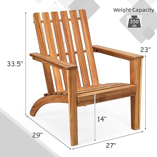 Miniatura 3 de Giantex Adirondack - Juego de 4 sillas de madera de acacia para exteriores, capacidad de peso de 350 libras, sillas de fogata resistentes a la