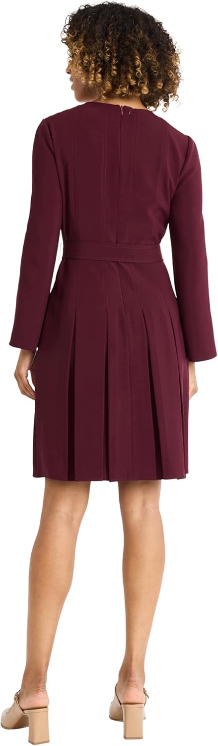 Maggy London Womens Top Stitch Pleated Midi Dress - Image 3