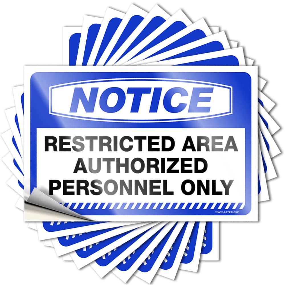 Decals Men Stuff Easy Apply | Notice Restricted Area Authorized Personnel Only Fuzzy Fun Peel and Stick(8X12CM)