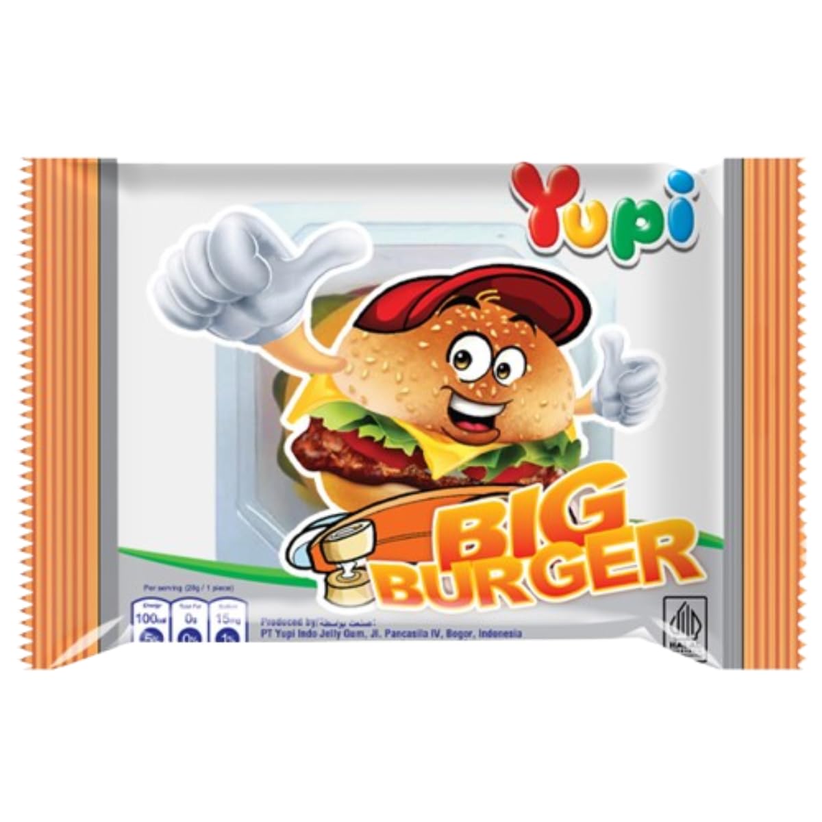Yupi Big Burger Gummy Candy, 28g, Individually Wrapped Gummies, Soft, Chewy & Fruit Flavored Treats, Fun Party Snack for Kids & Adults, Halal Certified
