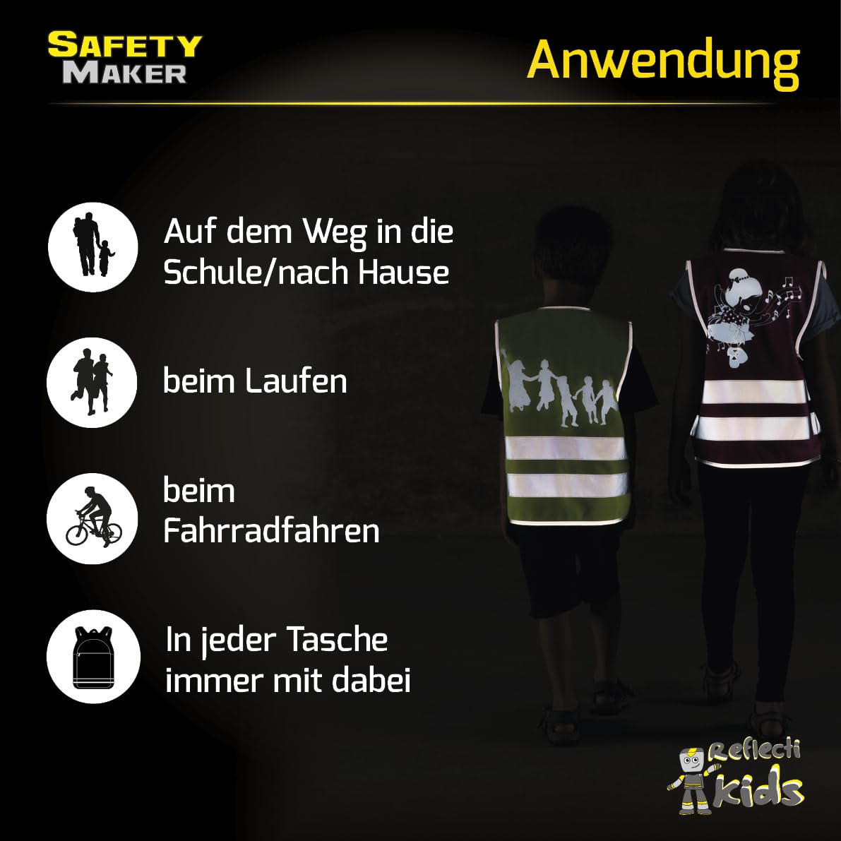 Safety Maker 44566 Gilet di sicurezza per bambini, gilet di sicurezza, gilet rifrangente, rifrangente per 3-6 anni, rosa