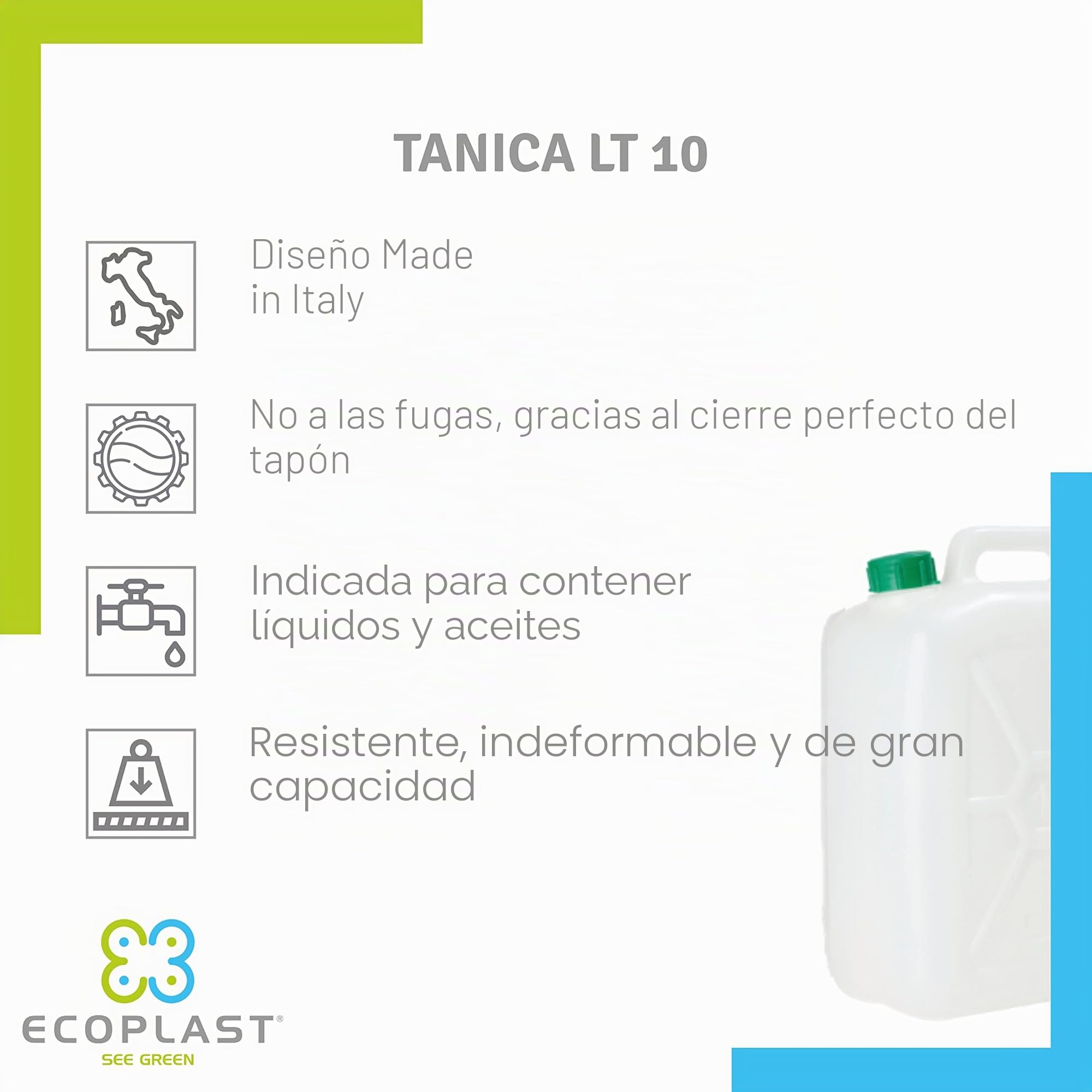 Ecoplast TANICA IN Bidón de plástico 10 litros Neutro