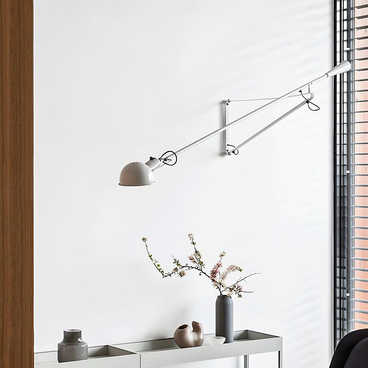 Zompoo Plug-in Swing Arm Wall Sconce - Adjustable White LED E26 Base, Rotatable & Tiltable, Modern Wall Lamp For Bedroom, Living Room, Office