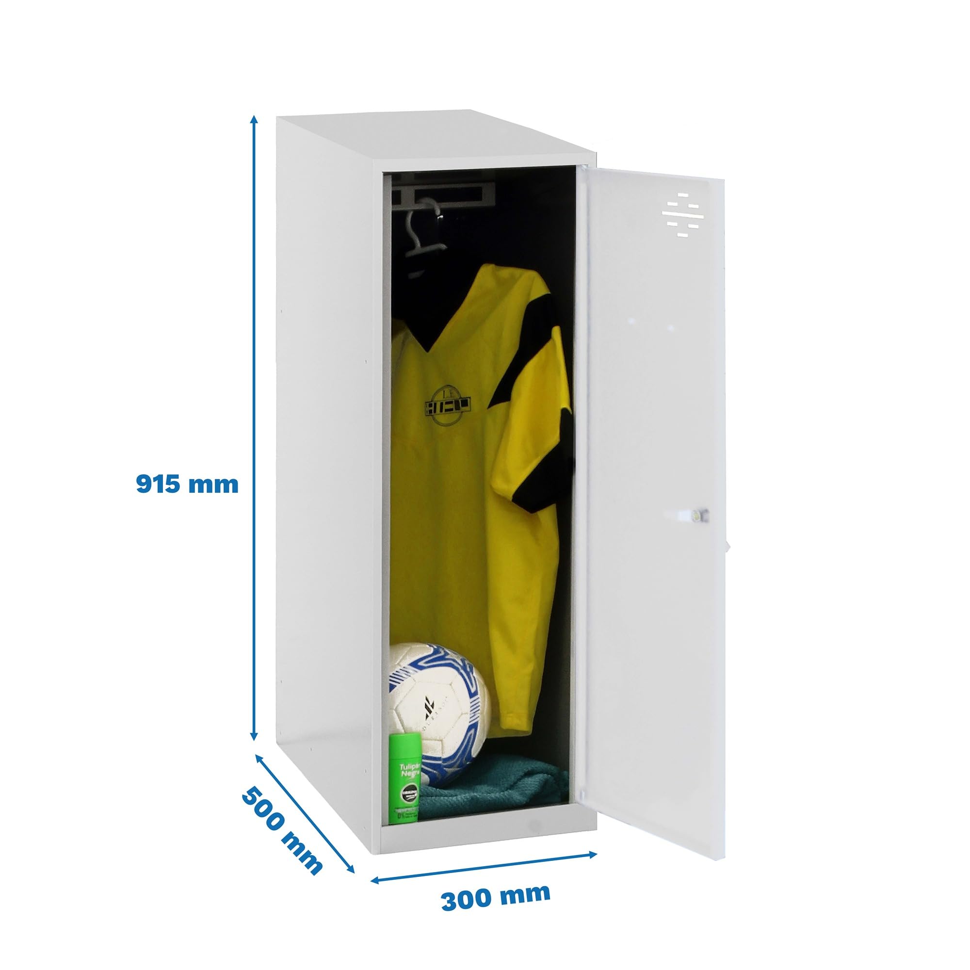 Simon Rack Taquilla Vestuario Pequeña 915x300x500 mm - Simonlocker | Incluye 2 Llaves, Pintura anticorrosión, Ranura de ventilación y etiquetador, Gris/Blanco