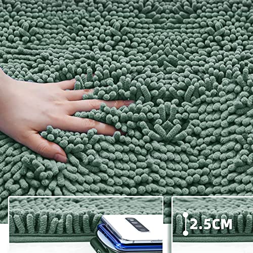 Poligono Microfiber Bathroom Rug, Long Pile 50x80 cm, WC Mats, Soft, Non-slip, Aqua green - Image 3