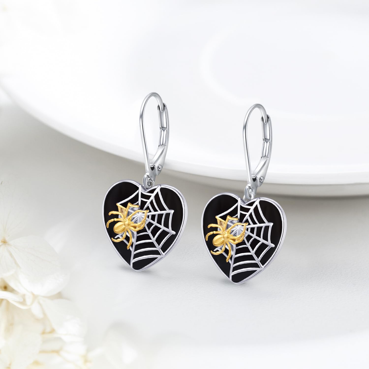 Skull/Pumpkin/Skeleton Hand/Ghost/Spider Earrings 925 Sterling Silver Halloween Heart Dangle Drop Leverback Earrings Gothic Punk Jewelry Gifts Halloween for Women - Image 2