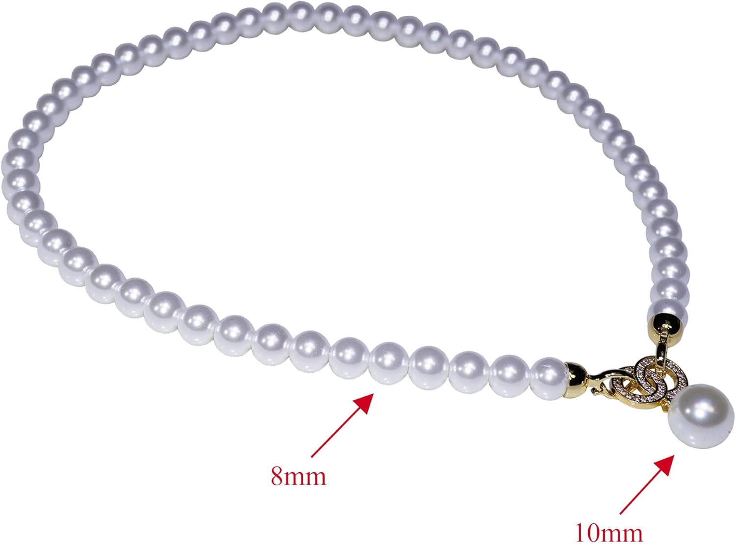 8mm & 10mm South Sea Pearl Pendant Necklace for Women - 8mm & 10mm Tahitian Pearl Necklace Single Pearl Necklace for Women with 925 Sterling Silver Chain