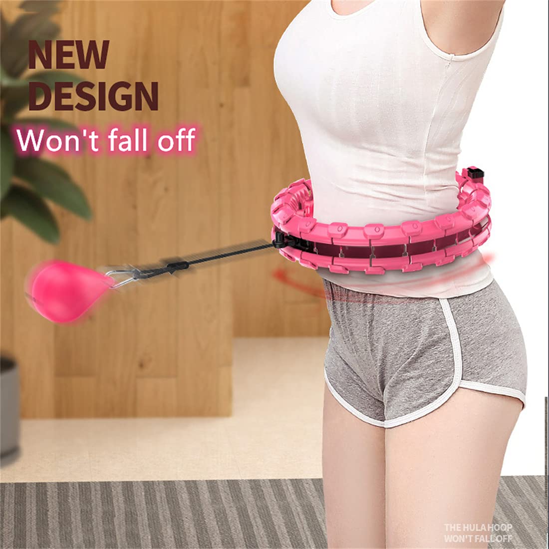 Einstellbarer Hula-Reifen Für Erwachsene & Kinder Bauchübung, Kreis Gewichtete Reifen 2 in 1 Bauchfitness, Großartig Für Erwachsene Männer Und Frauen,Blau,15 Knots