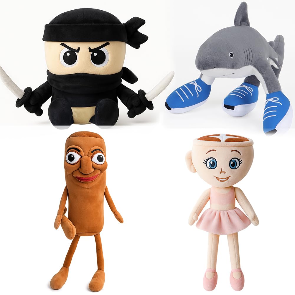 Italian Brainrot Toy Tralalero Tralala Plush Shark Plush for Kids & Adults Emotional Support Plushie Cute Plushies Gifts for Fans Toy Girls Boys Birthday Present. (4PCS)