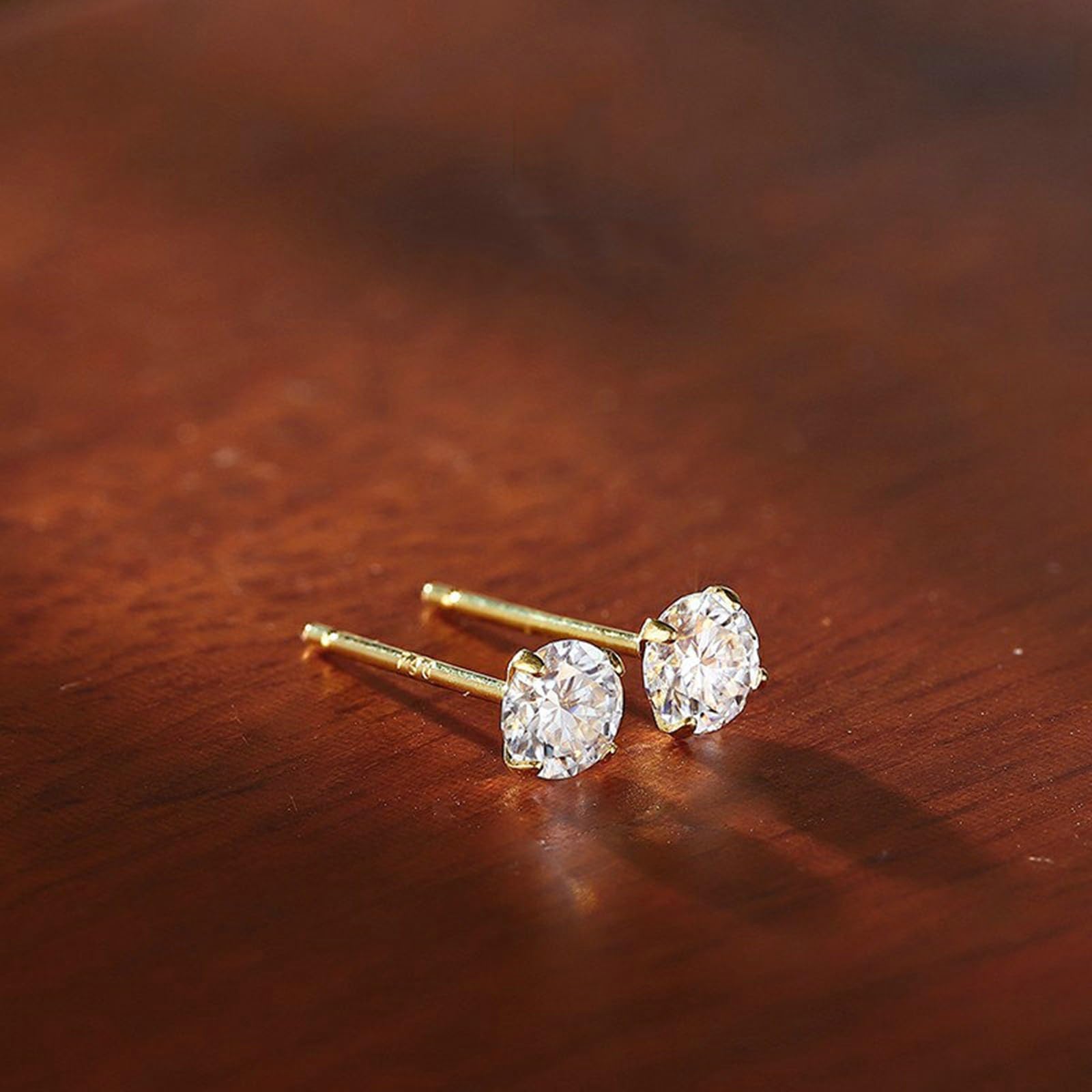 Kolczyki z żółtego złota 18 K, okrągły pierścionek z diamentami 0,5 ct, kolczyki z żółtego złota w stylu vintage, 18 K, modna biżuteria na urodziny