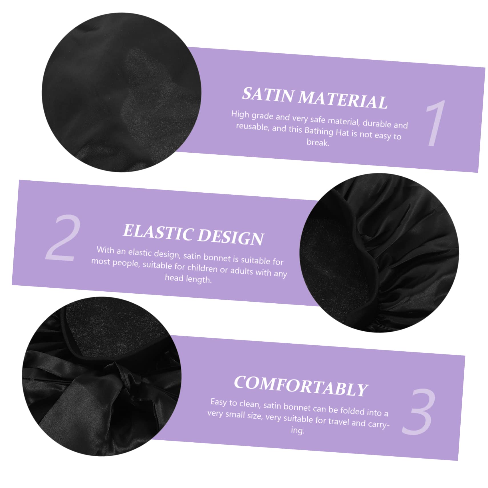 minkissy 3piezas Gorro De Para Mujeres Con Lazo Capucha Grande De Satén Gorro De Baño Elástico y Reutilizable Para Spa y Sueño