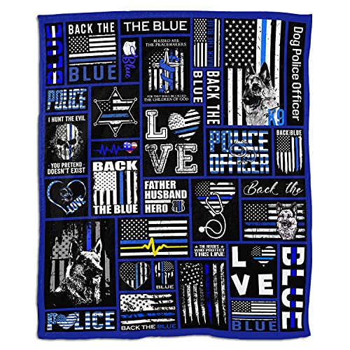 Thin Blue Line Police Flag 3D Printed Soft Blanket for Kids and Adults Fleece Reversible Anti Pilling Flannel Blanket 60 X 50 inch
