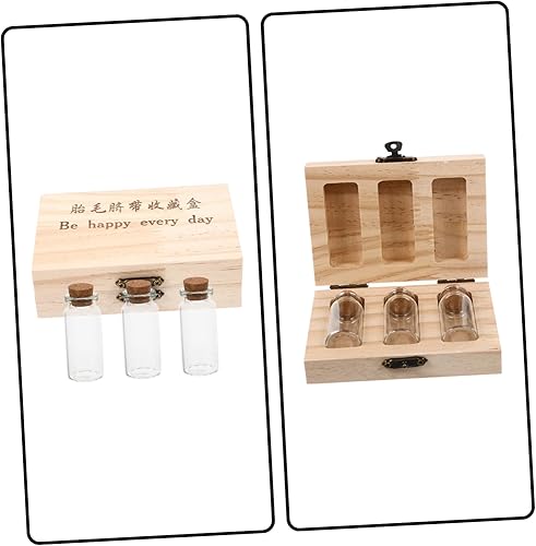 Miniatura 3 de IMIKEYA Caja de 2 piezas de cordón umbilical bandeja dental caja de dientes de madera maciza conmemorar botella pp estante de almacenamiento botella