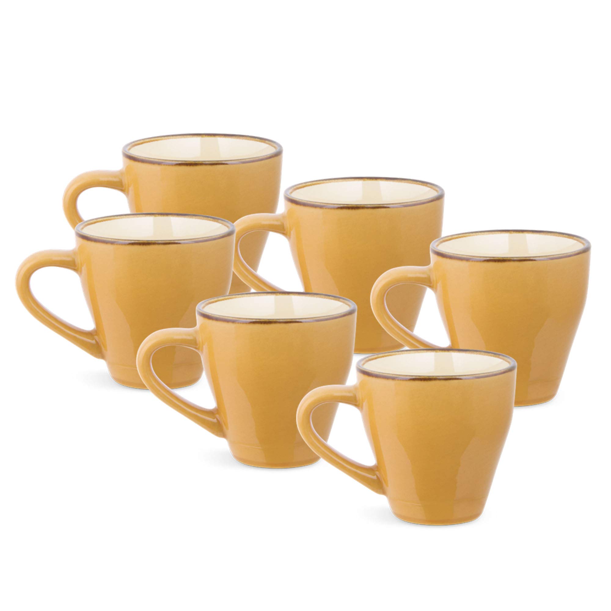 Treo by Milton Nano Y Ceramic Mug Set of 6, 95 ml, Tea Yellow