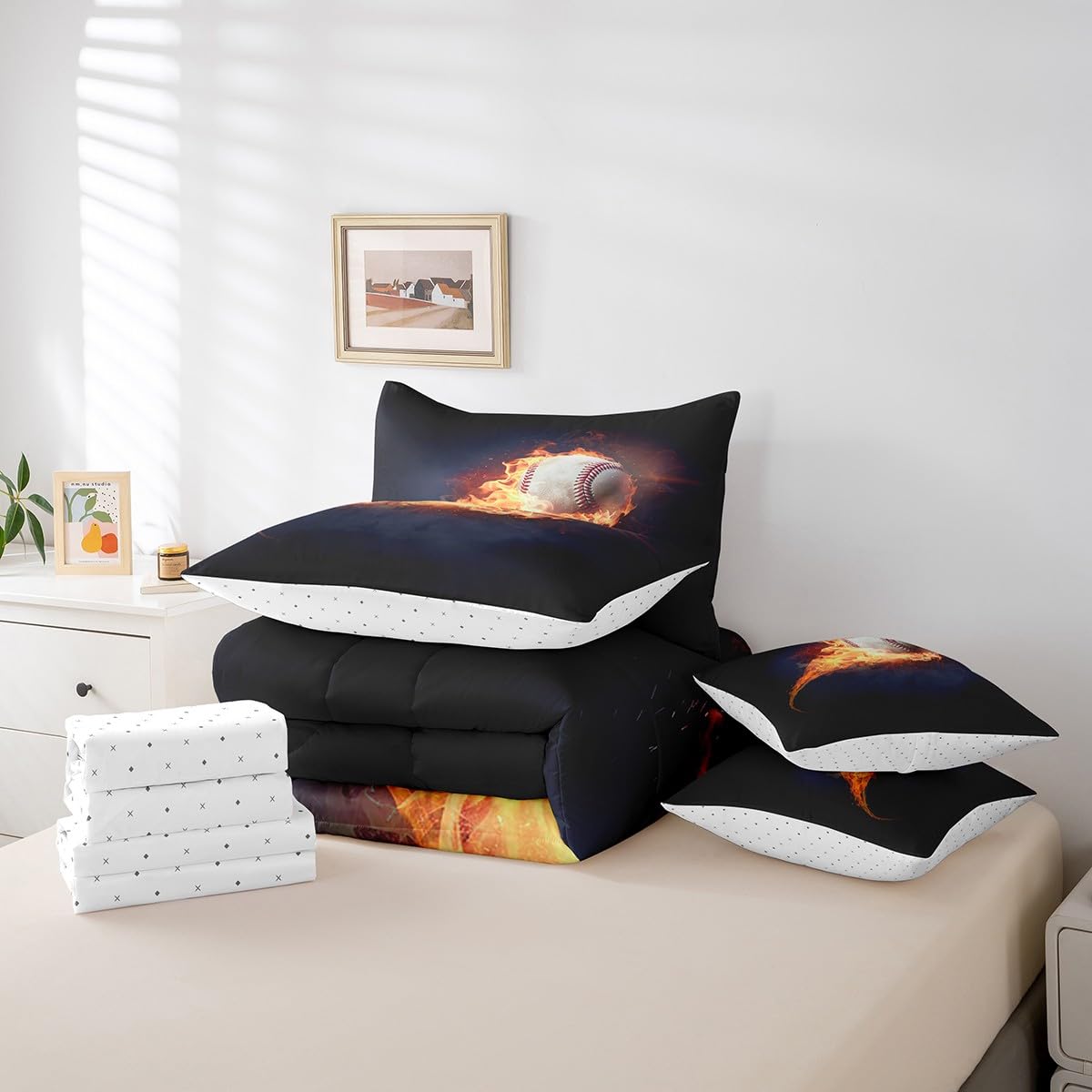 Baseball Comforter Set Sports Bedding Sets Baseball Down Comforter Baseball Ball Games Bed Set Baseball Room Decor Boys Teen Quilt Set