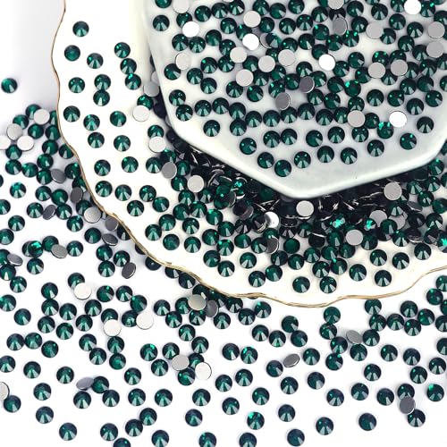 Image of 10000PCS Emerald Rhinestones Bulk, Flat Back Crystal Glass Stone Round Gems,SS10, 2.7-2.9mm