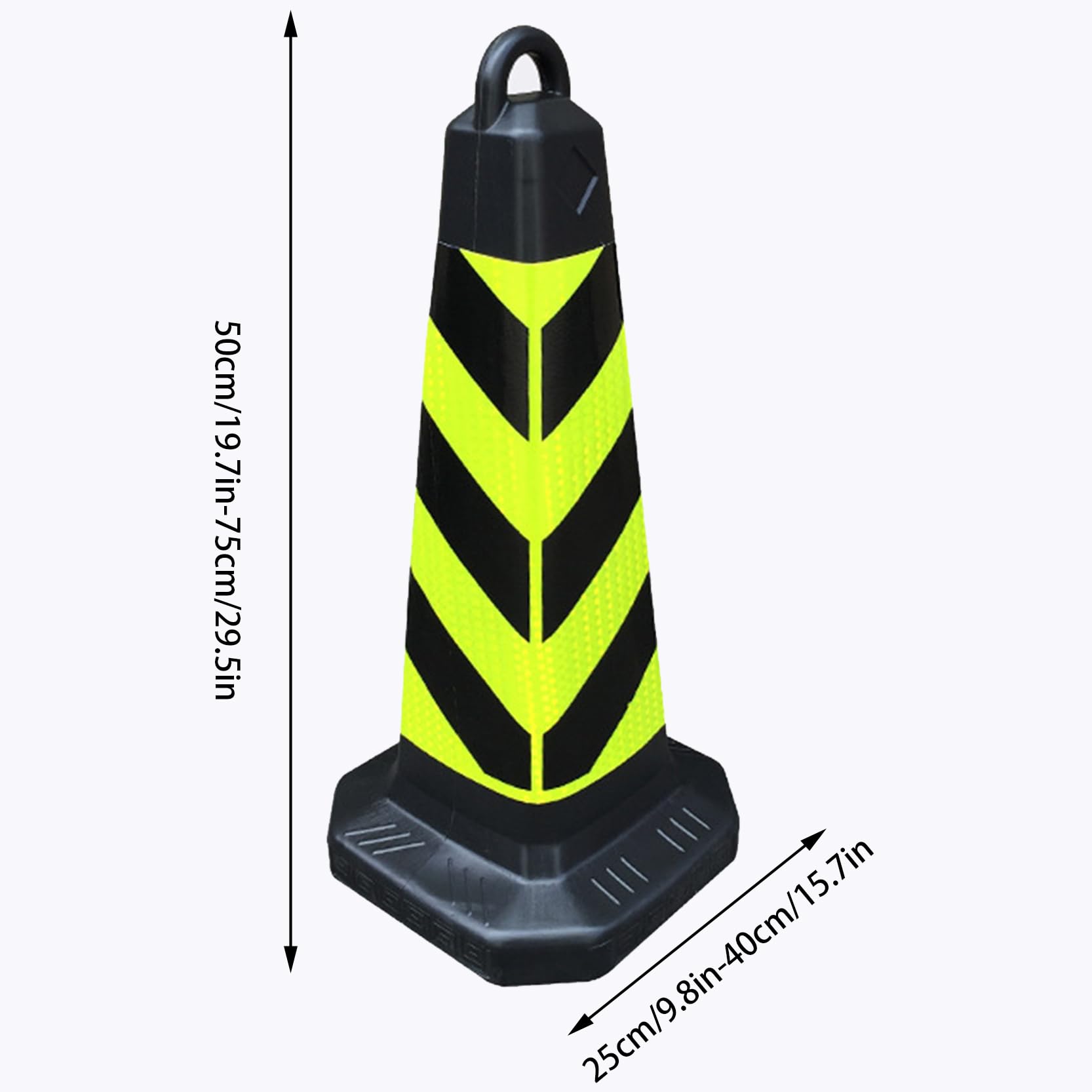 Cône de Signalisation Haute Performance avec Base Robuste pour Chantiers et Stationnement Bandes Hautement Réfléchissantes,Structure Stable et Résistant à l'usure(Size:70x40x40cm,Color:3A)