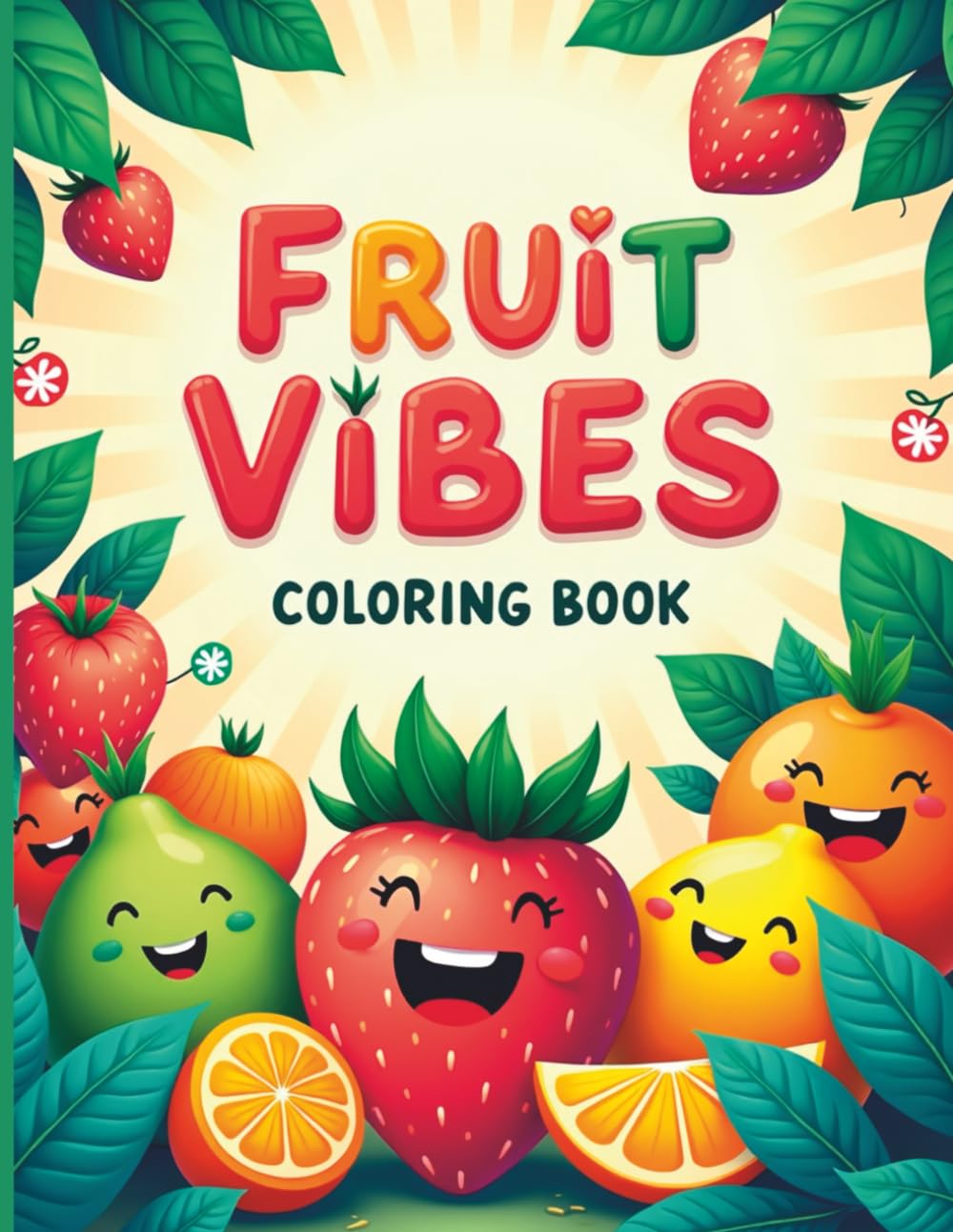 Fruit Vibes Coloring Book: Bold and Easy Cute Fruit Illustrations for Relaxation, Stress Relief, and Creative Fun for Adults and Teens