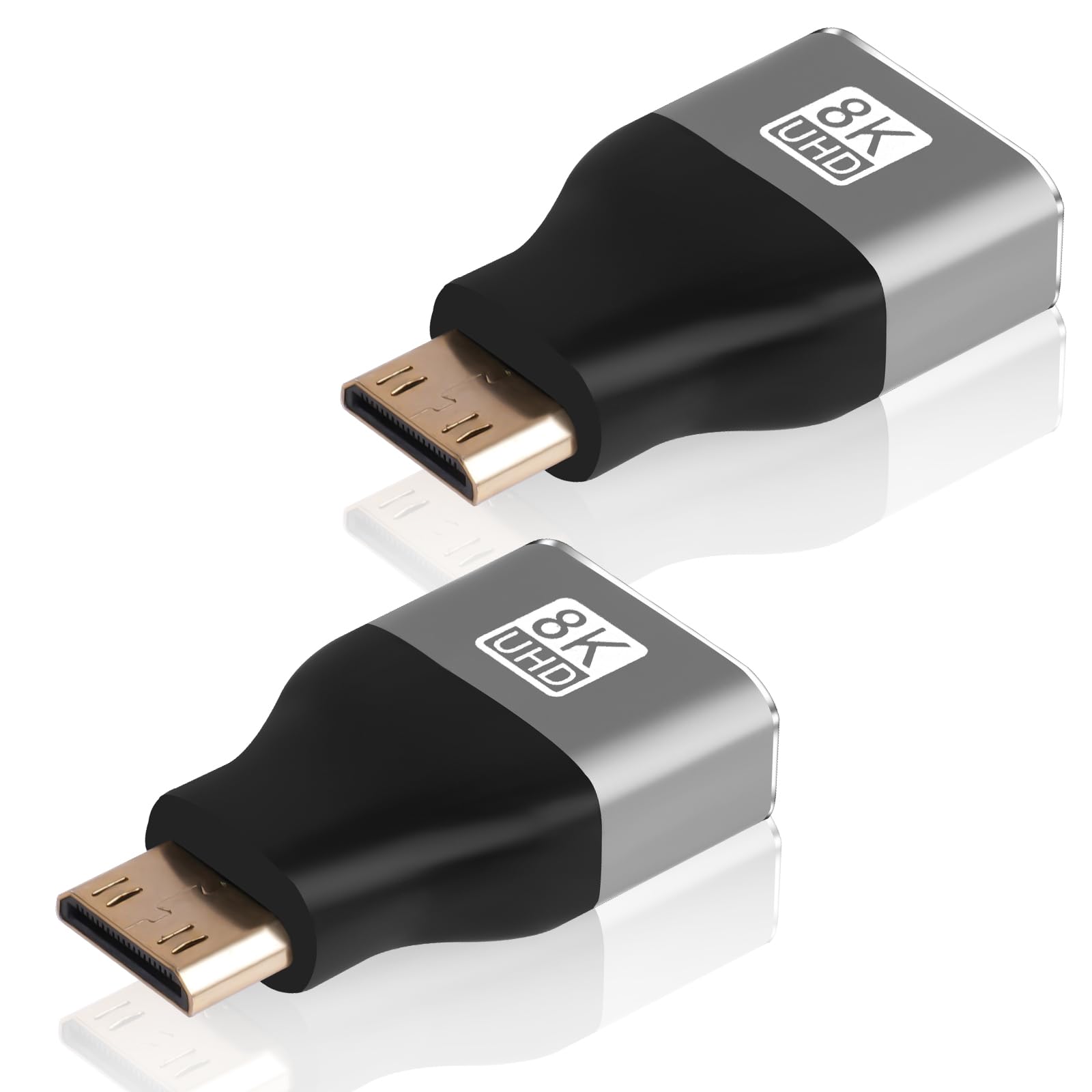 AXFEE Adapter mini męski na HDMI żeński 2 w 1 – 8K przy 60 Hz, złącze HDMI do laptopa, HDTV, PC, monitora, PS, Xbox, DVD
