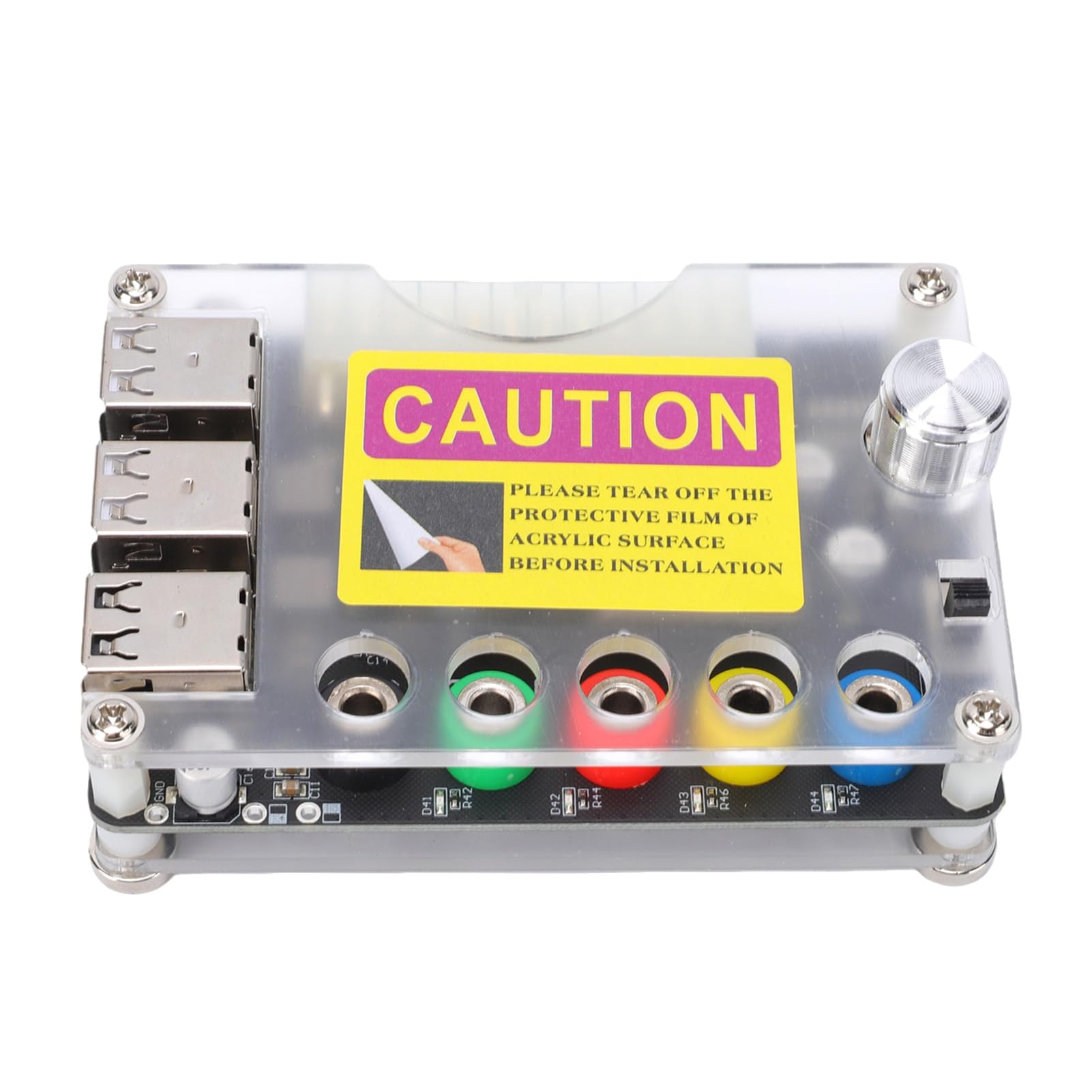 Caja acrílica de placa de expansión USB Headerbs con 6 puertos QC3.0 y voltaje ajustable 8