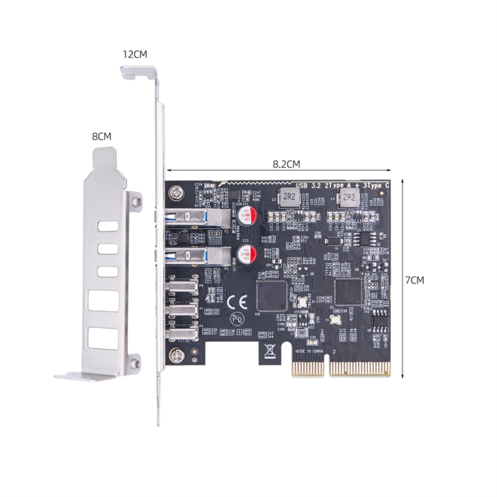Carte d'extension USB PCIE 2 ports USB3.2 USB A + 3 ports Type C 10 Gbps Carte d'extension PCIExpress 4 USB Hubs Adaptateur
