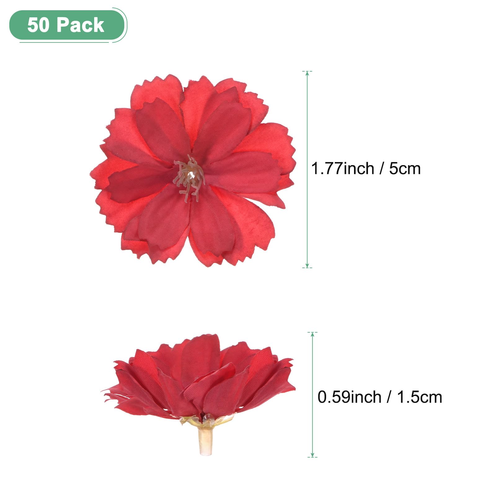 M METERXITY 50-Pack Artificial Flower Heads, Silk Fake Plum Blossom Head for Wedding/Garland/Hat/Shoes/Party Decoration - Image 3