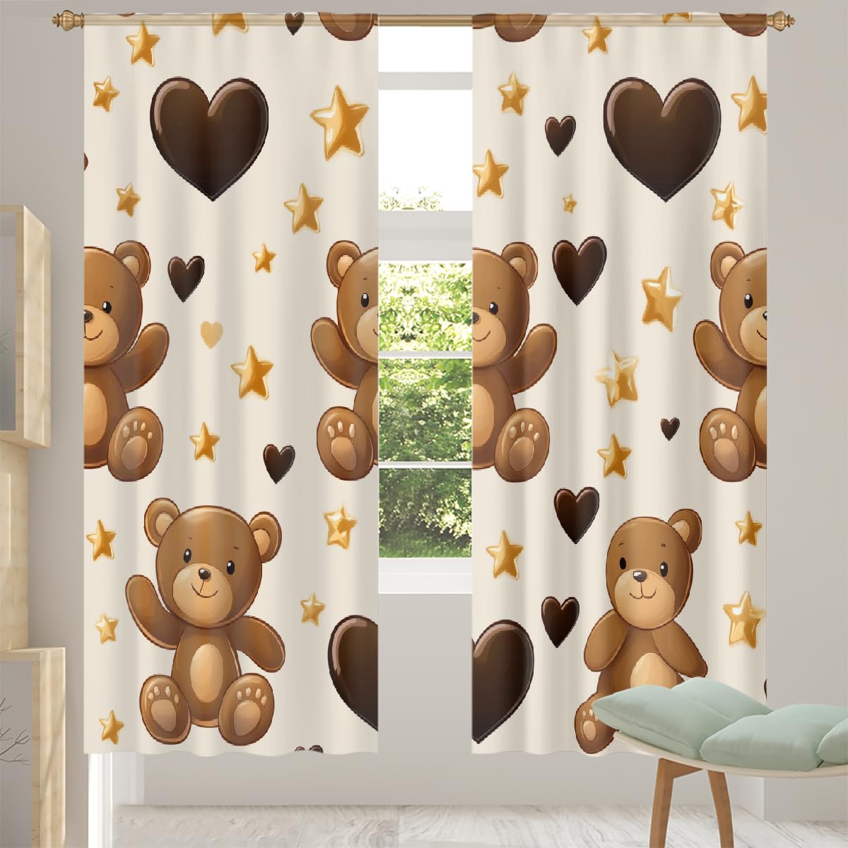 Rideaux ours doré pour chambre d'enfant et salon cocooning