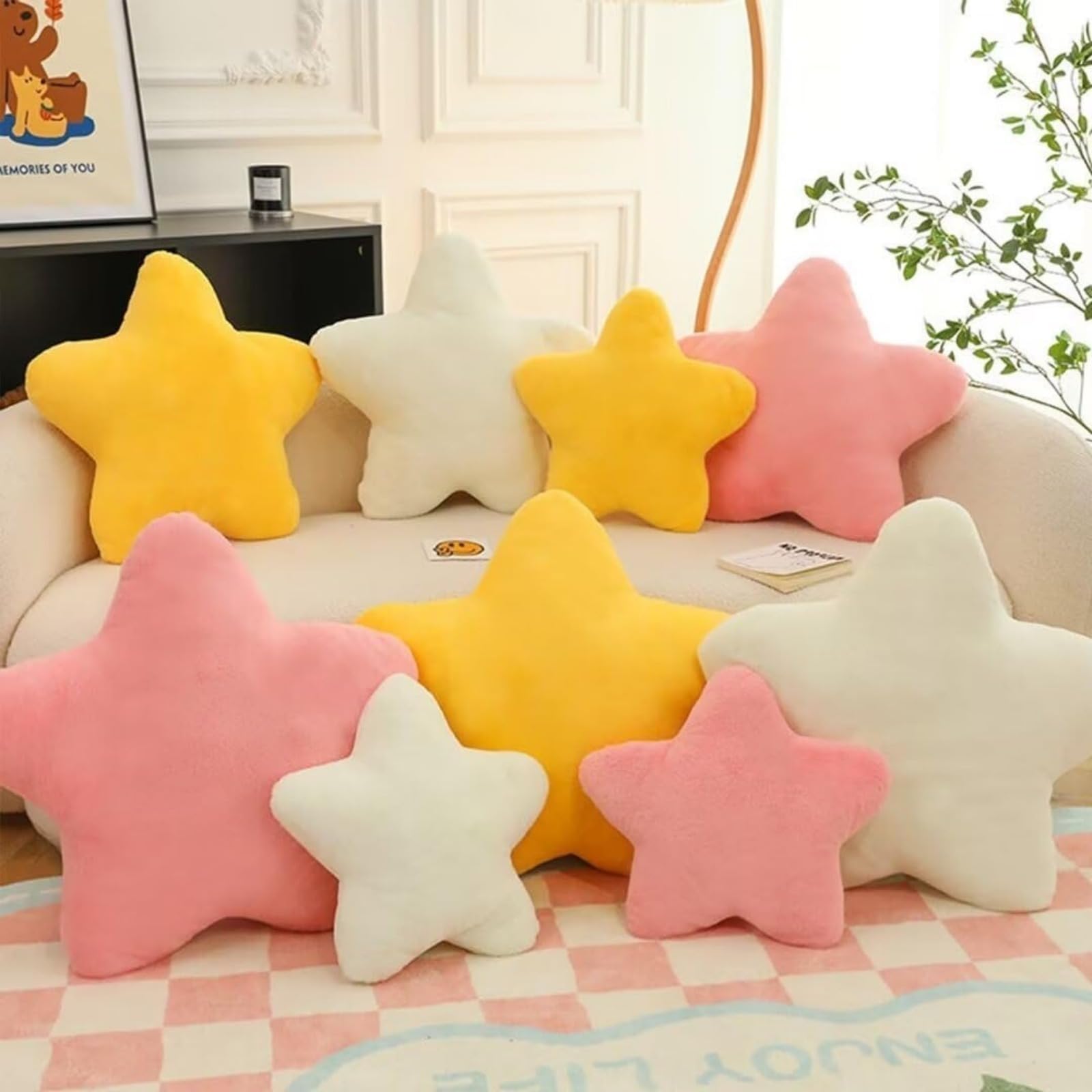 Cojín infantil con forma de estrella, suave y esponjoso, cojín decorativo para sofá, cojín de peluche en forma de estrella, cojín decorativo para habitación de los niños, dormitorio