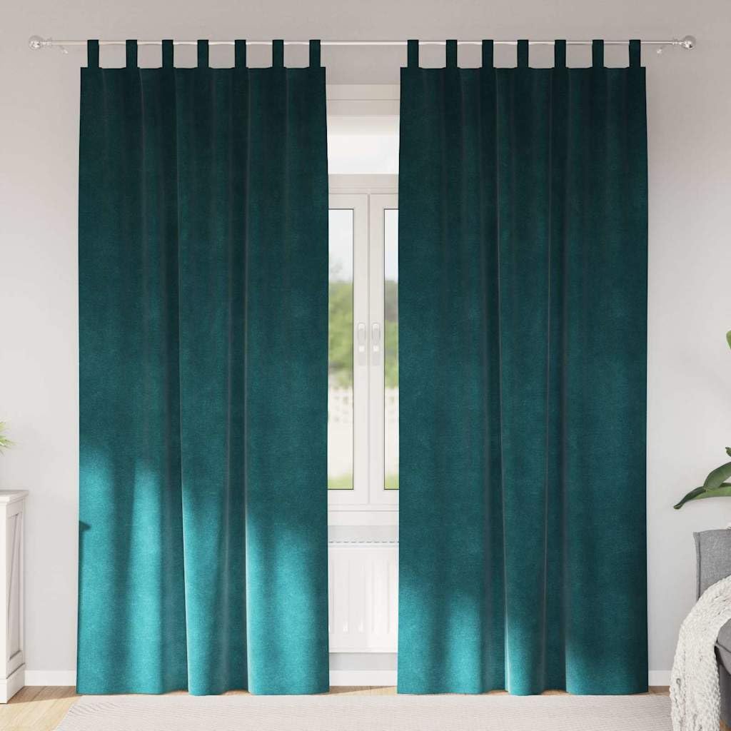 Cortinas opacas de terciopelo verde oscuro, 2 unidades, 140 x 225 cm, con trabillas de tela, protección solar, oscurecimiento para dormitorio, sala de estar, interior