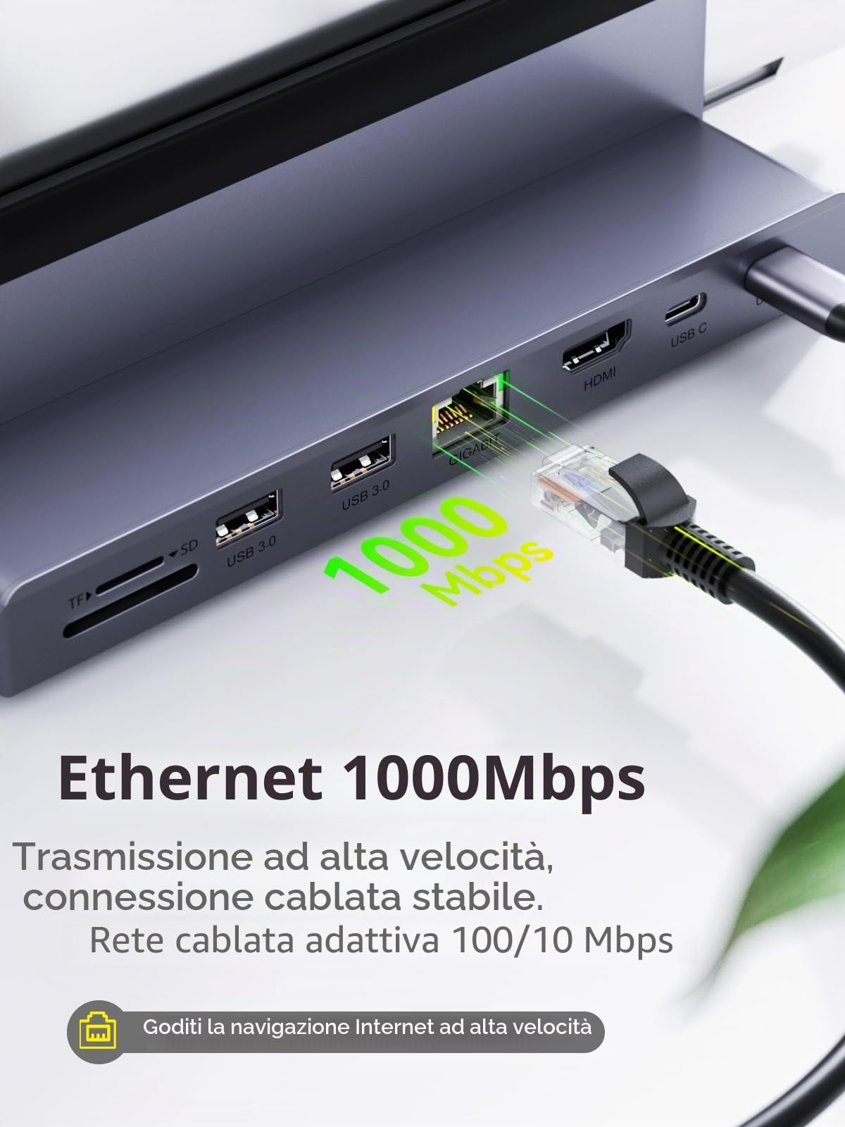 Supporto verticale 7 in 1 per laptop QUUGE con docking station e HDMI 4K per MacBook