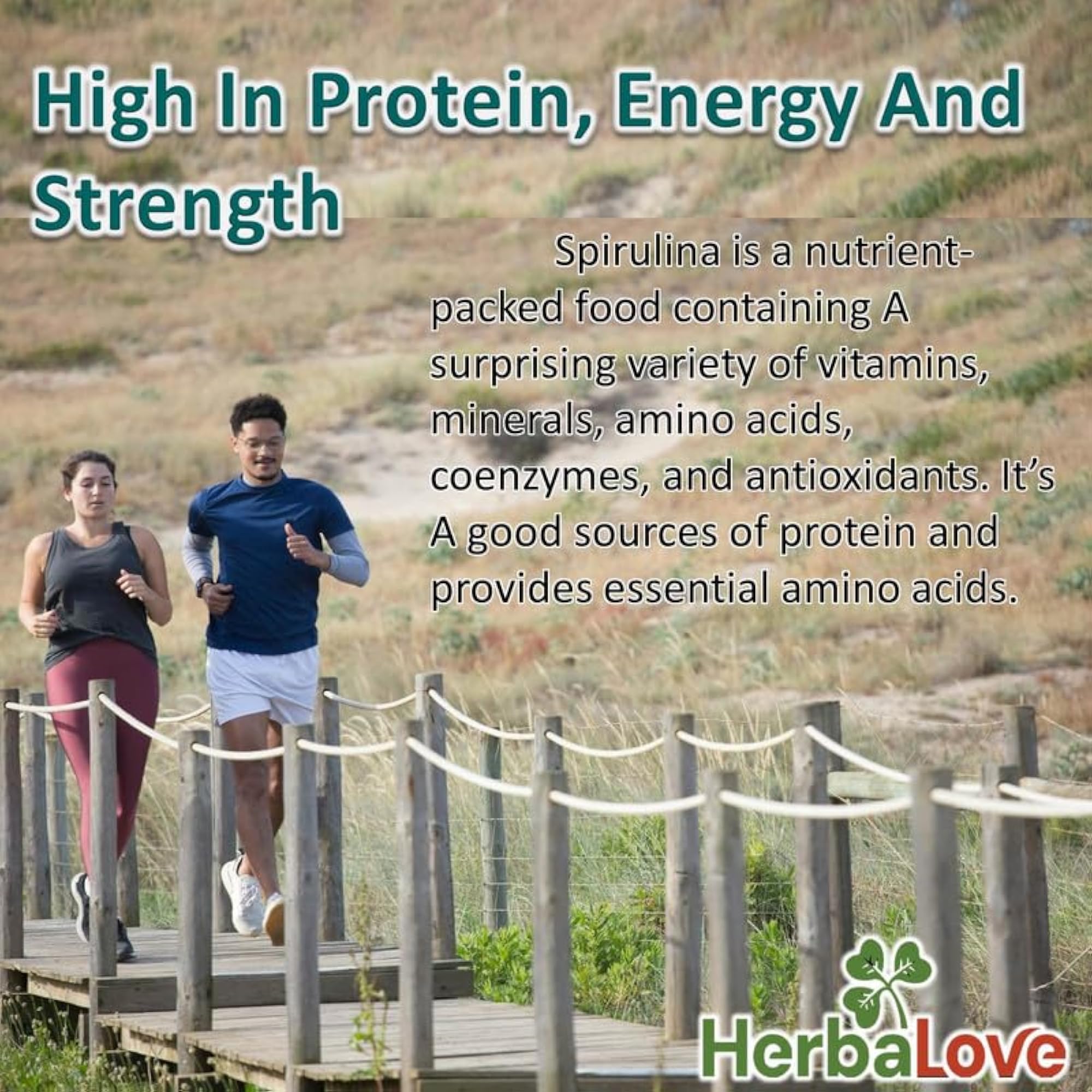 HERBALOVE 100% Spirulina Powder for Wellness