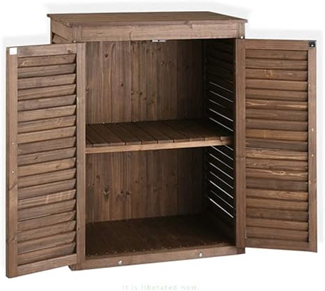 Amazon 物置 エクステリア 収納 ベランダ ガーデニング用品 ガーデン 庭 物置き ものおき 屋外 天然木 杉 すぎ スギ ウッド 木製 ルーバー式 高さ 中型 物置 倉庫