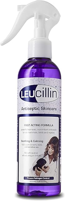 Leucillin Natural Antiseptic Spray | Antibacterial, Antifungal & Antiviral | for Dogs, Cats and All Animals | for Itchy Skin, Minor-wound Care and All Skin Care Health | 250ml