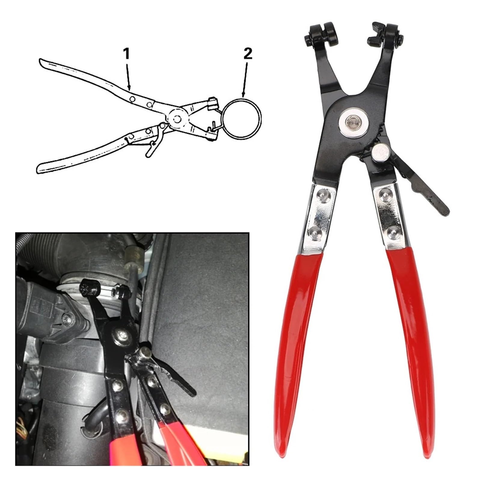 Extractor ajustable, 1 pieza, abrazadera de bloqueo, abrazaderas de manguera para automóvil, alicates, manguera de tubo, herramienta de banda plana, herramientas de extracción de jardín (recta)